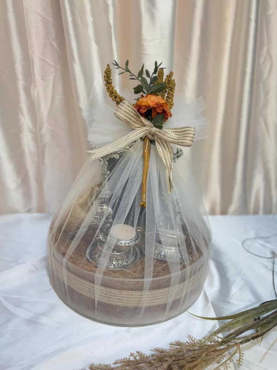 Silver Antique Diya Set