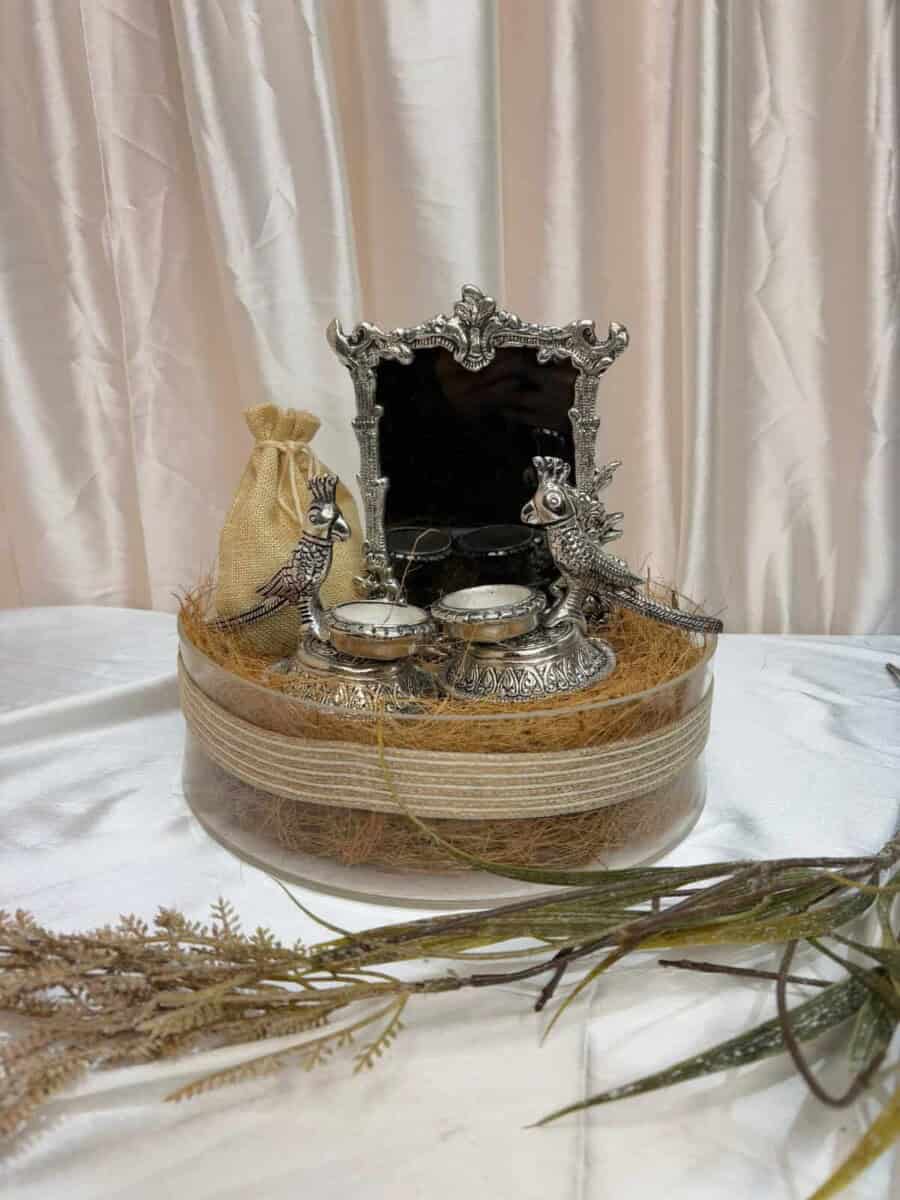 Silver Antique Diya Set