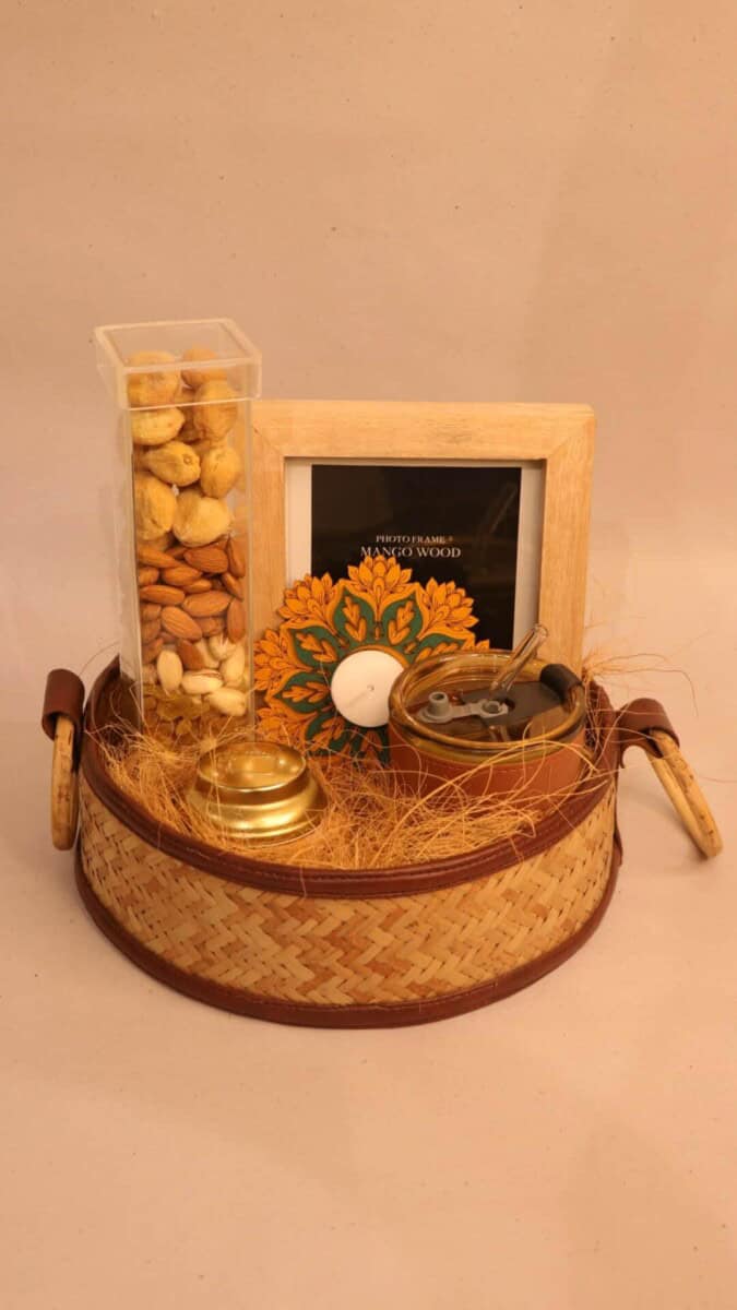Brown Festive Gift Tray for Diwali & More