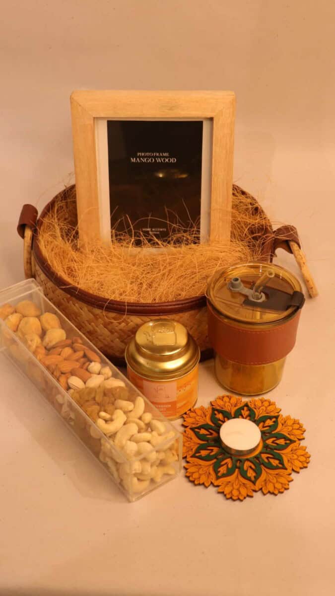 Brown Festive Gift Tray for Diwali & More