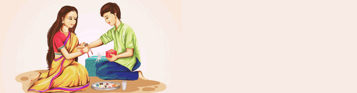 Illustration of two people exchanging gifts on a light background