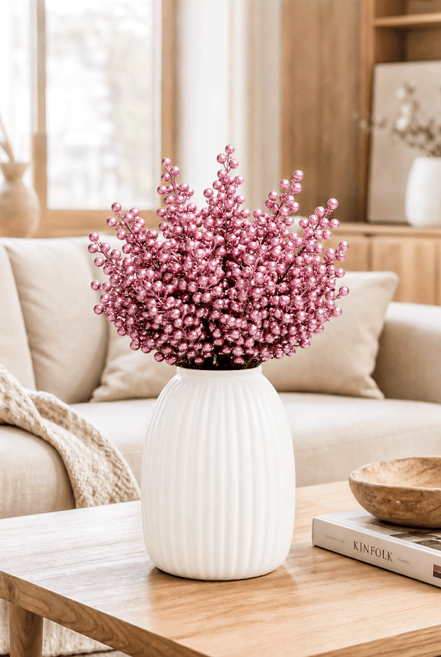 Frosted Artificial Foam Berry Stem — Wedding Bouquet & DIY Décor Spray