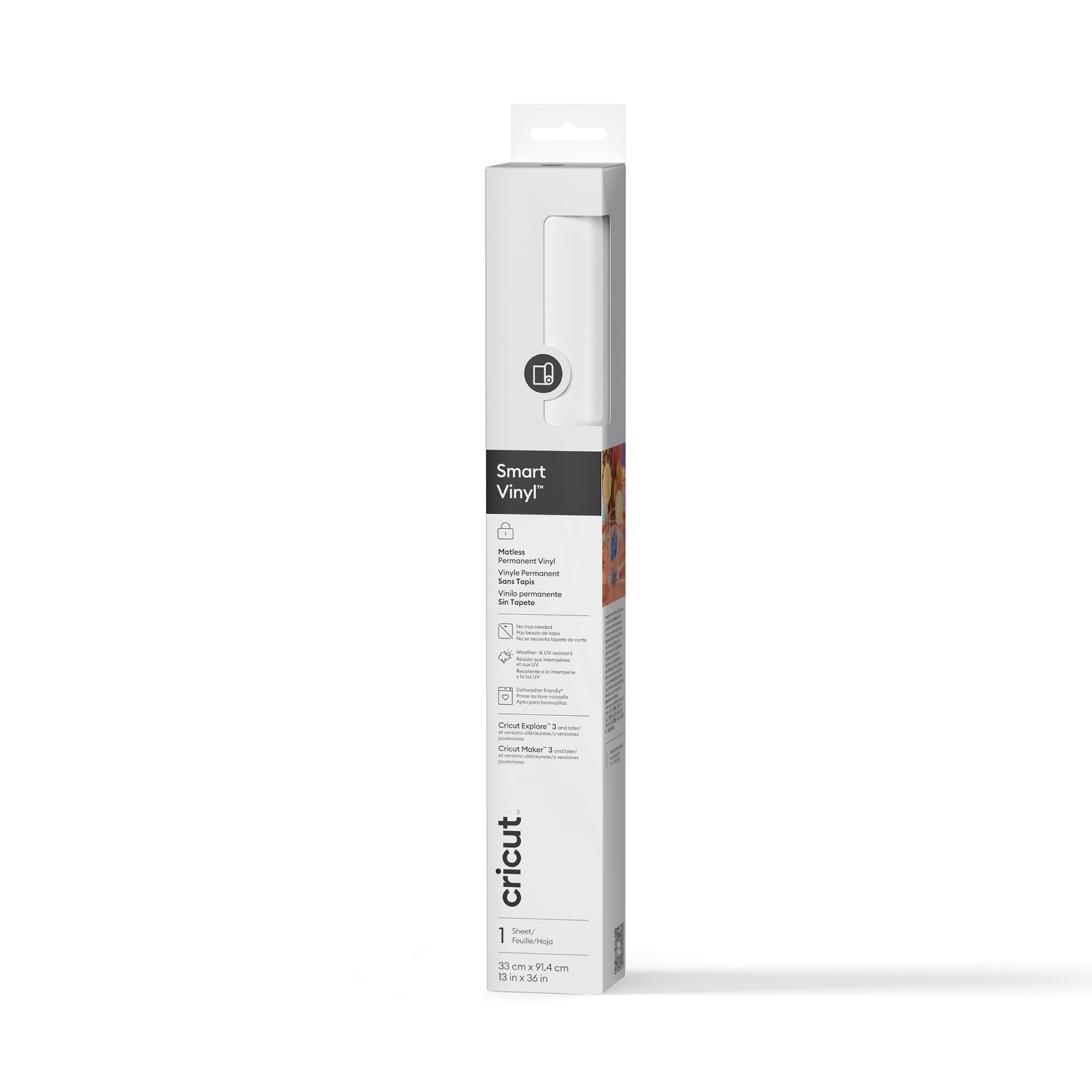 Cricut Smart Vinyl™ – Permanent White | Matless Cutting, Weather-Resistant, Matte Finish | 13 in × 3 ft