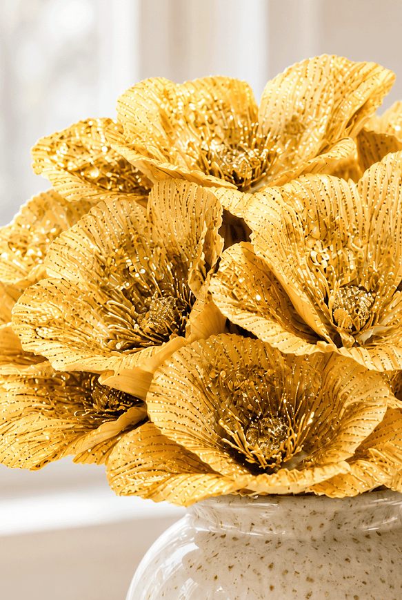 Glitter Magnolia Artificial Flower Stems - 8 Petals | 25.5 cm | Pack of 4
