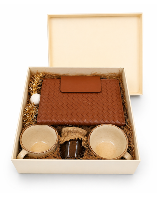 Leather & Ceramic Corporate Gift Box | Artisan Set