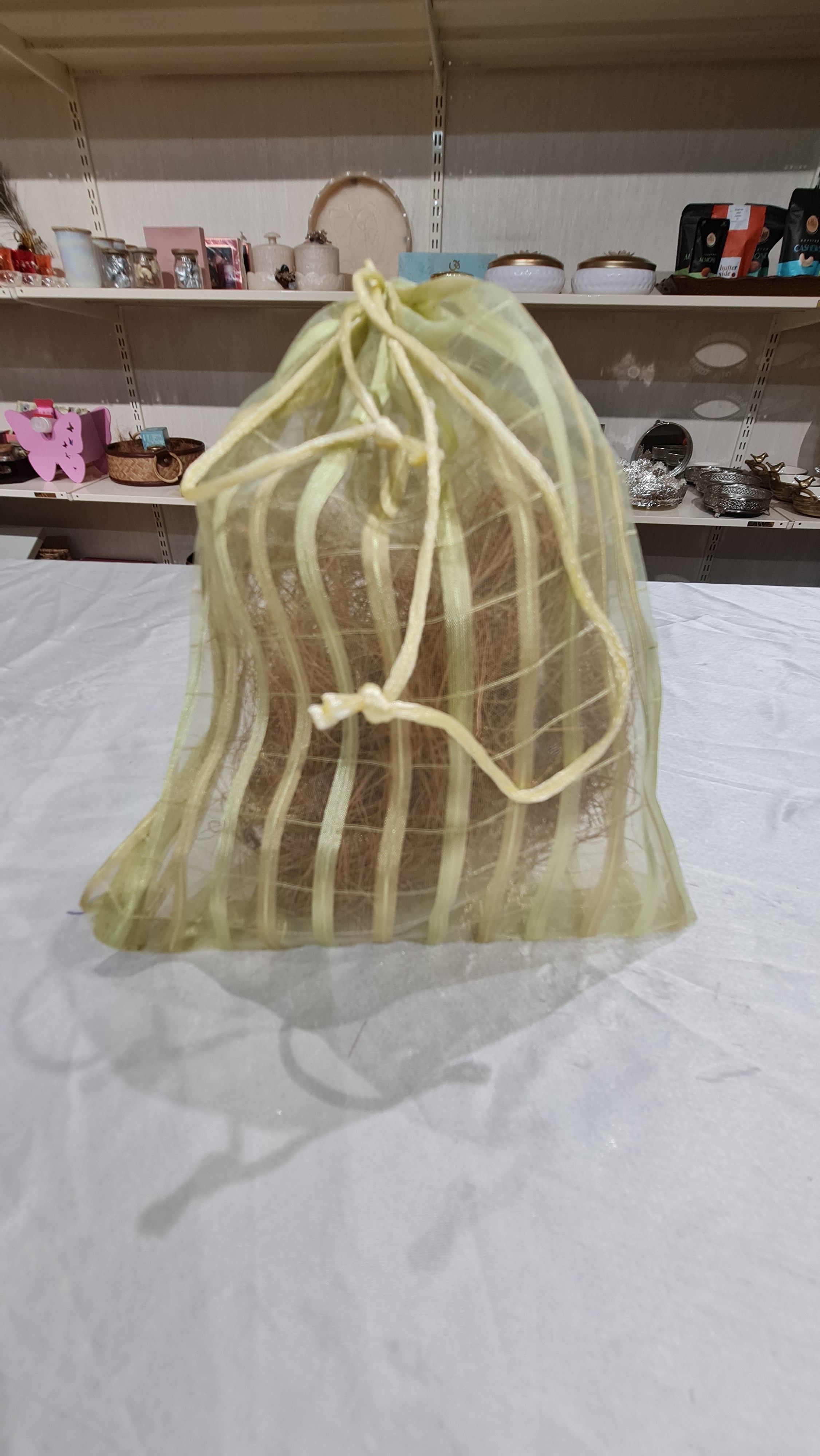Big Sheer Organza Potli Bag | Transparent Drawstring Gift Pouch (23 Cm Height x 18.5 Cm Length)