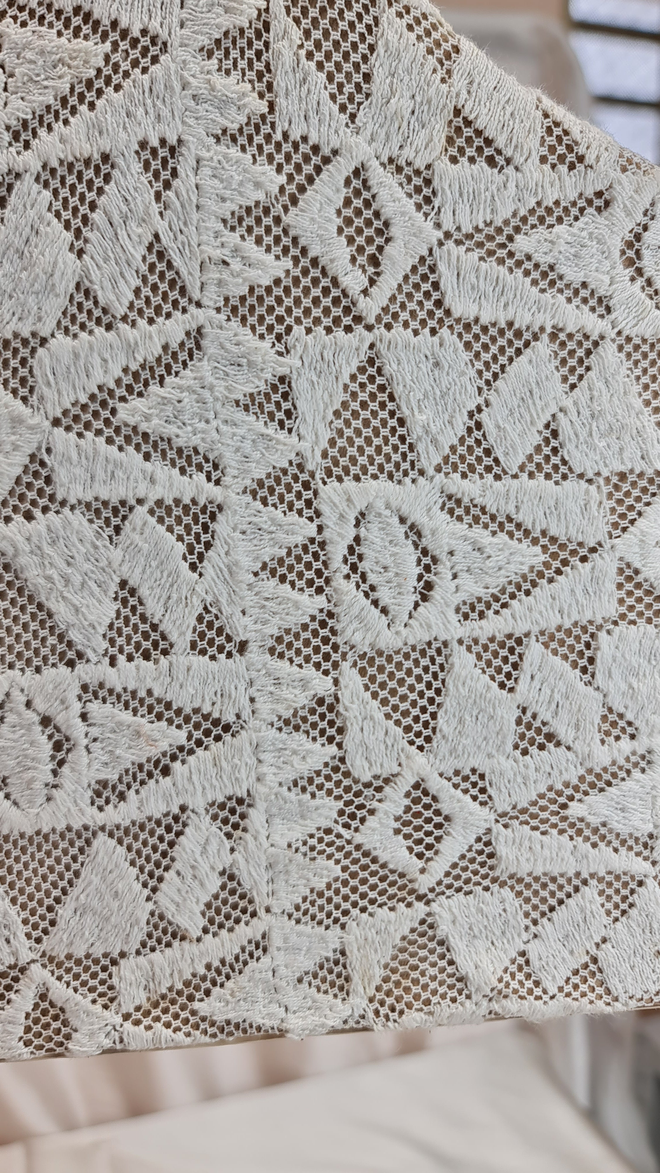 Close-up of a textured fabric with geometric pattern