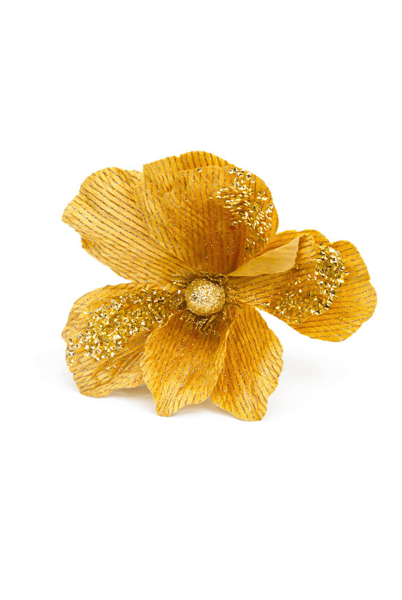 Glitter Magnolia Artificial Flower Stems - 8 Petals | 25.5 cm | Pack of 4