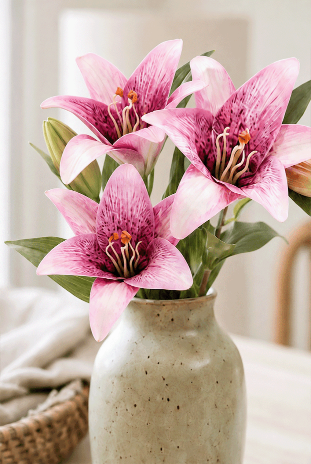 Set of 5 Botanical Lily Artificial Flower Stem
