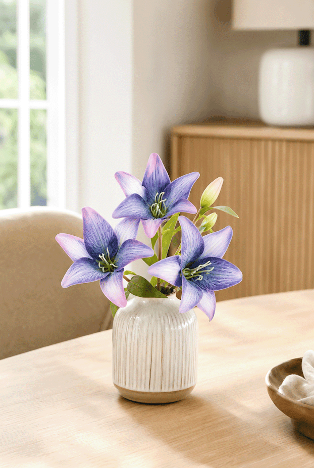 Set of 5 Botanical Lily Artificial Flower Stem
