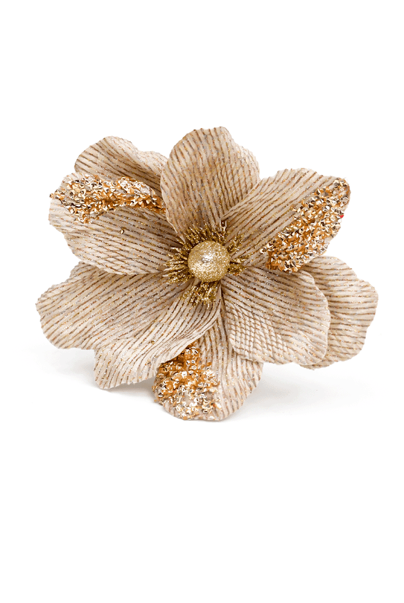 Glitter Magnolia Artificial Flower Stems - 8 Petals | 25.5 cm | Pack of 4