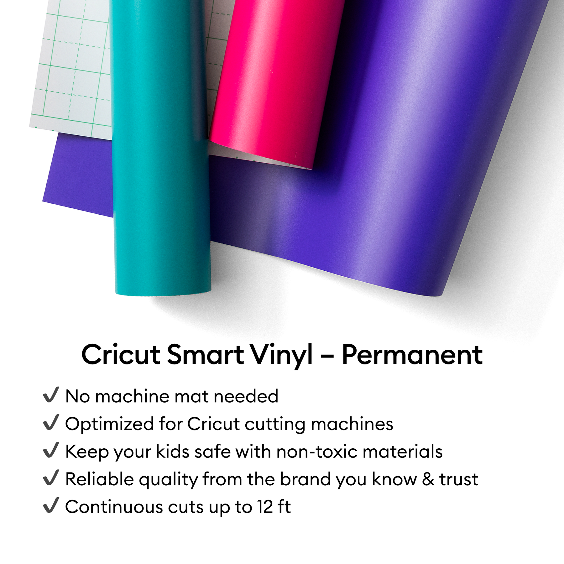 Cricut Smart Vinyl™ – Permanent White | Matless Cutting, Weather-Resistant, Matte Finish | 13 in × 3 ft