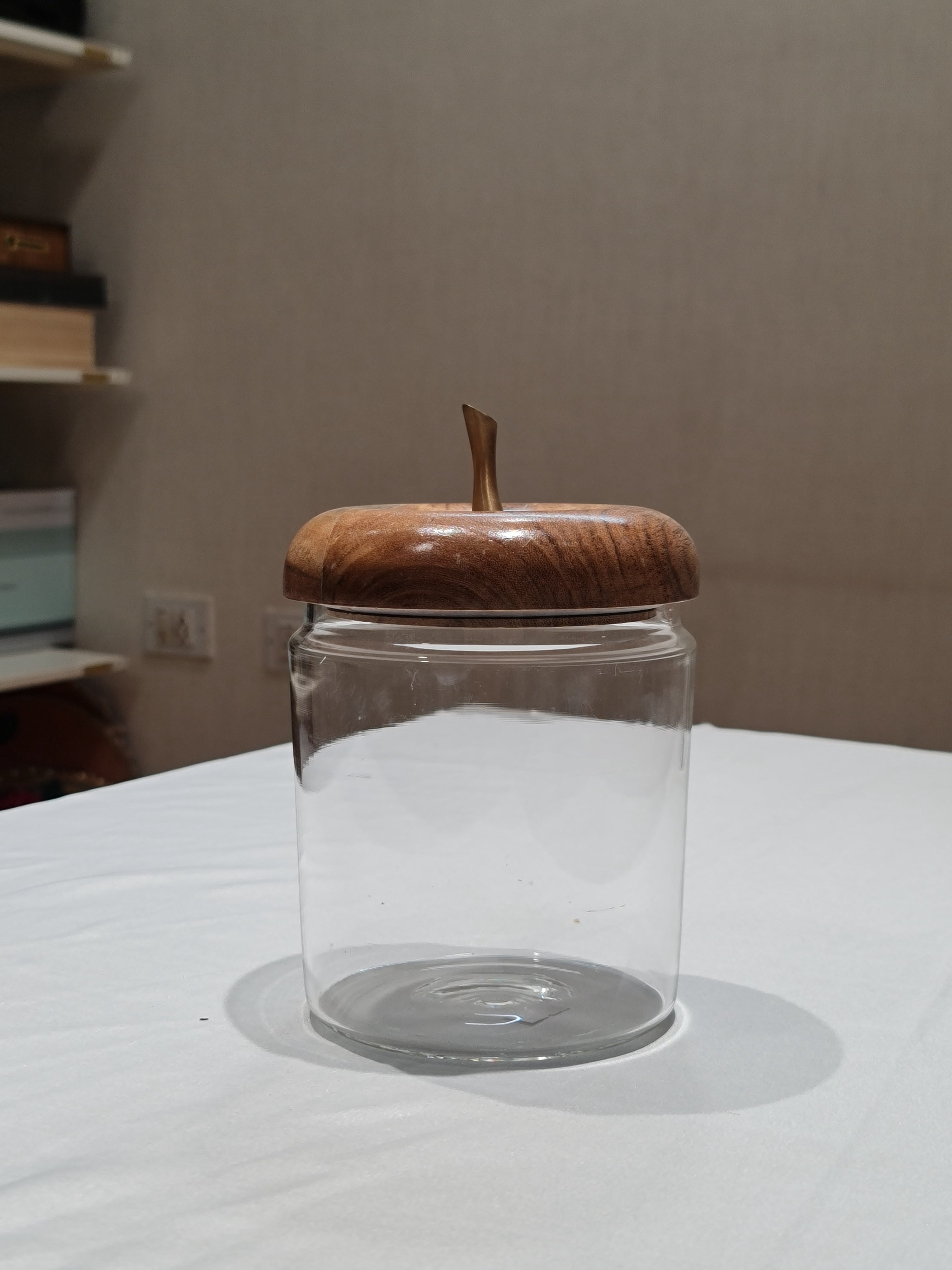 Apple & Pear Glass Storage Jars with Wooden Lids (Set of 2)