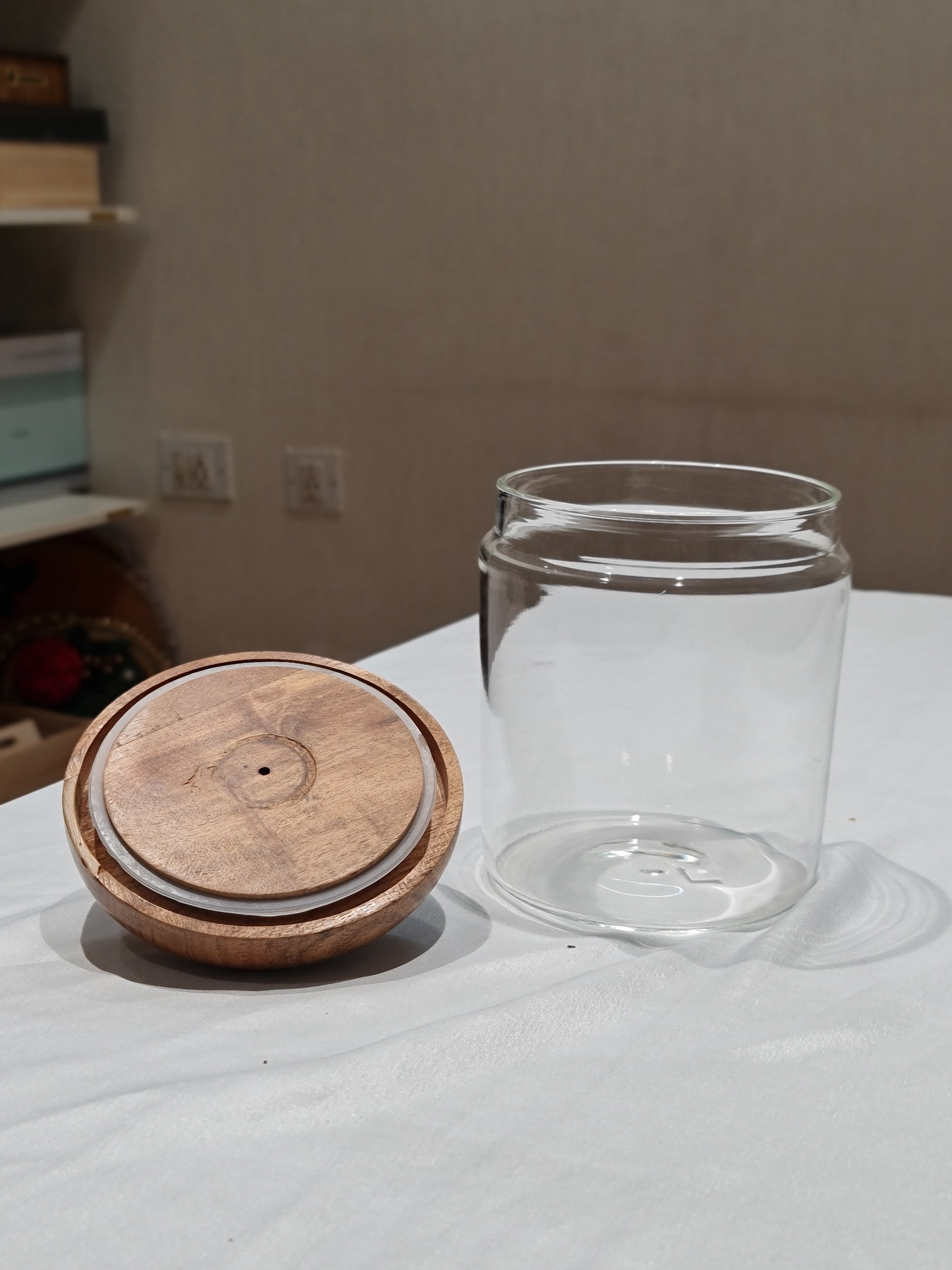 Apple & Pear Glass Storage Jars with Wooden Lids (Set of 2)