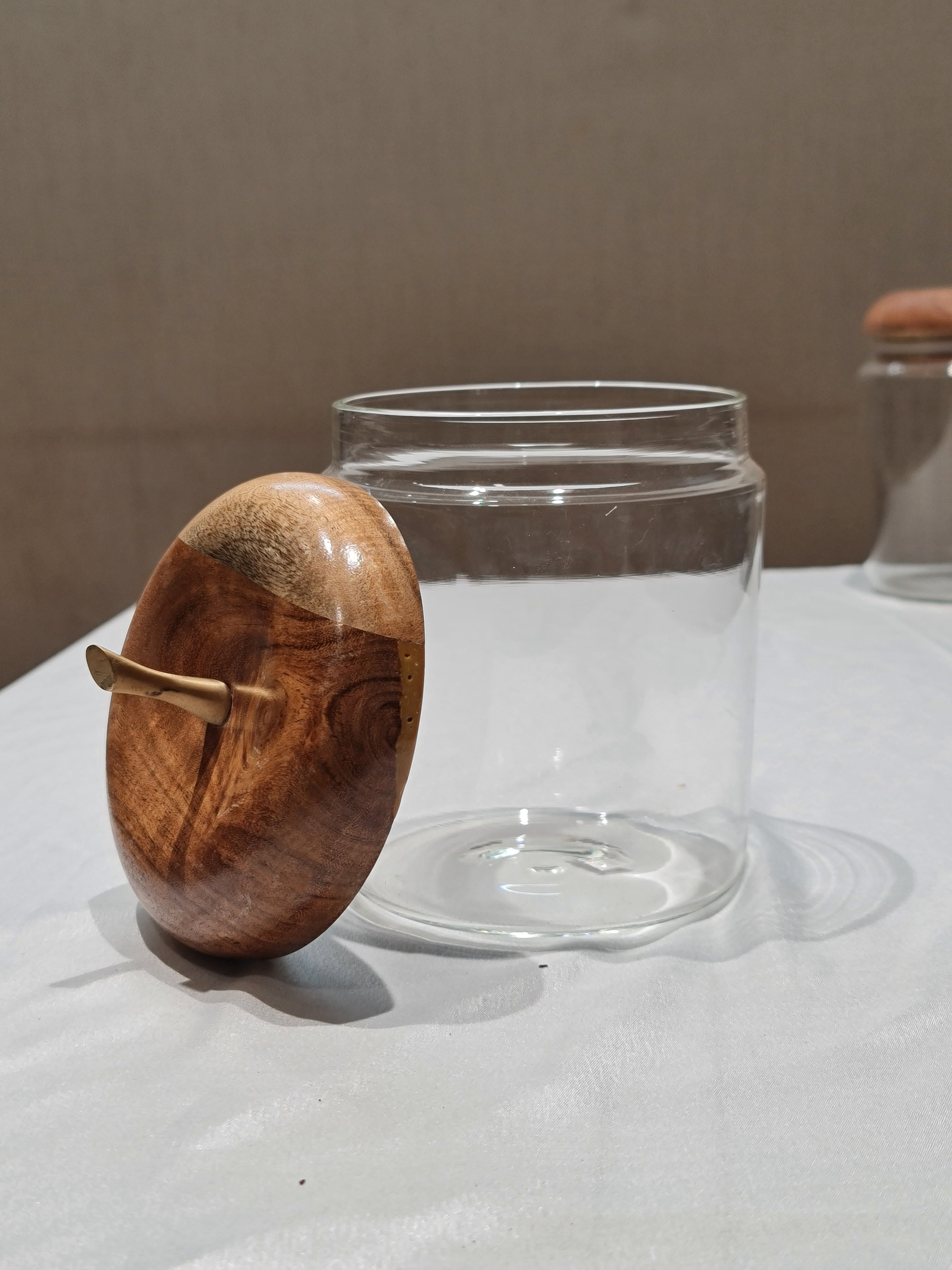 Apple & Pear Glass Storage Jars with Wooden Lids (Set of 2)