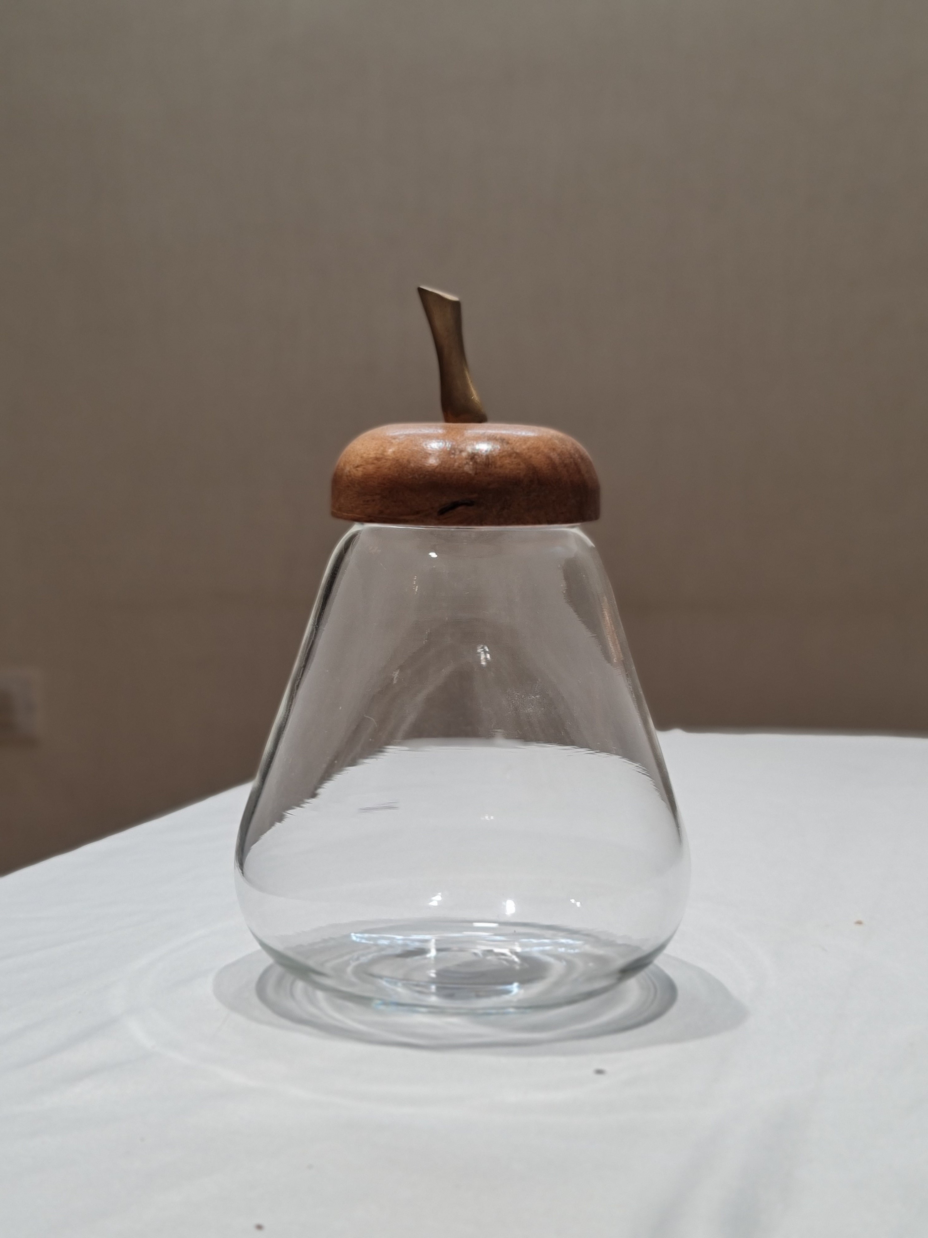 Apple & Pear Glass Storage Jars with Wooden Lids (Set of 2)