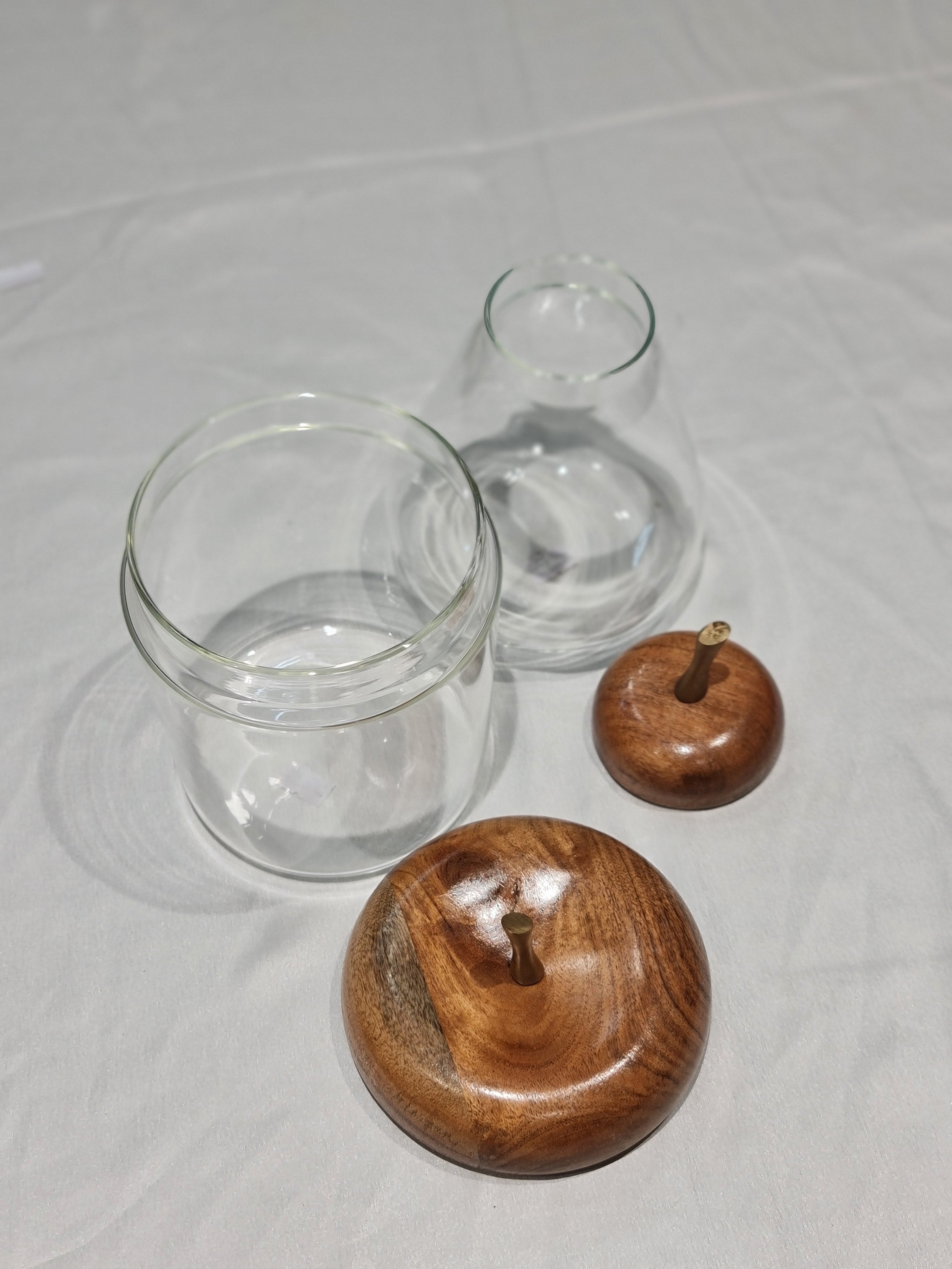 Apple & Pear Glass Storage Jars with Wooden Lids (Set of 2)