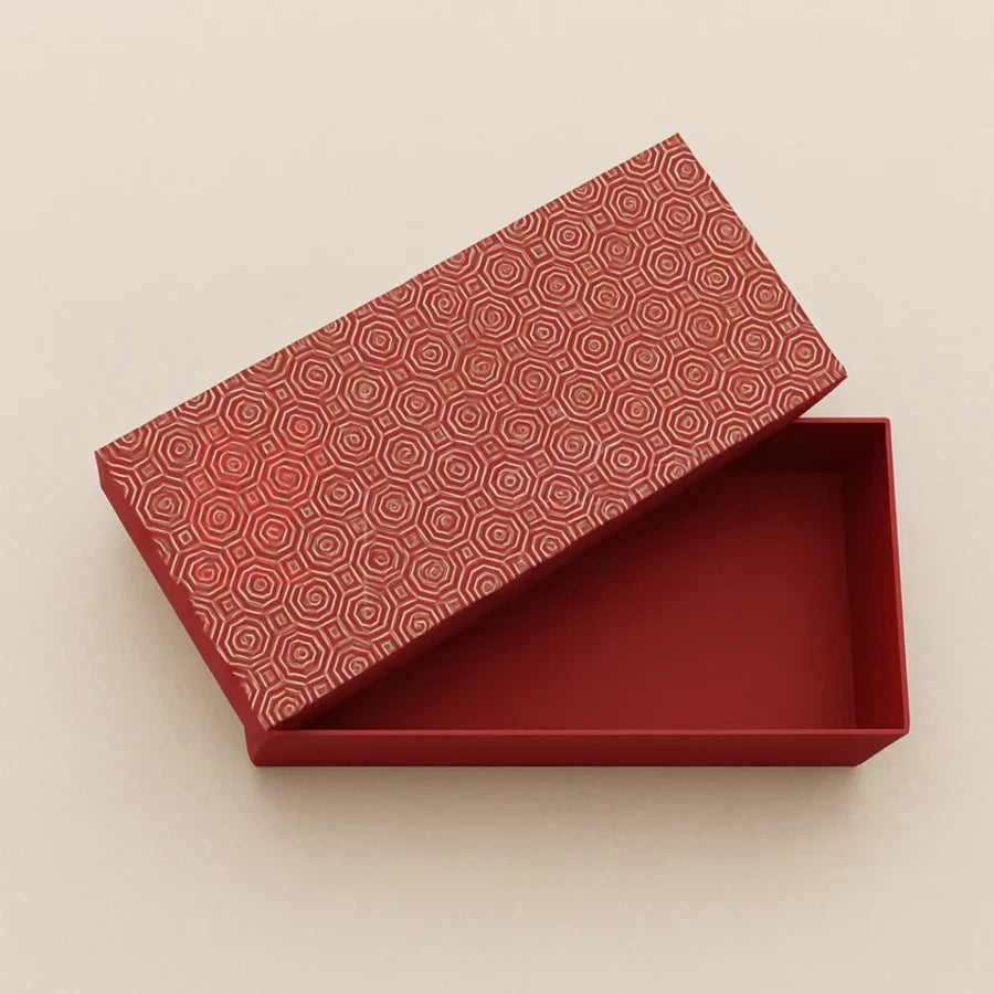 Red Gold Rectangle Rigid Gift Box - Hamper Box