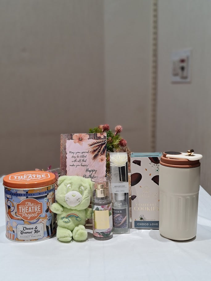 Premium Birthday Gift Hamper with Gourmet Treats & Florals