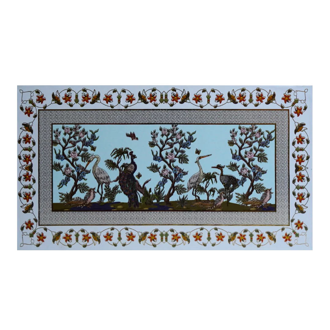 Luxury Peacock Art MDF Gifting Trunk Box (40cm) with Mughal/Pichwai style Peacock and Flora art