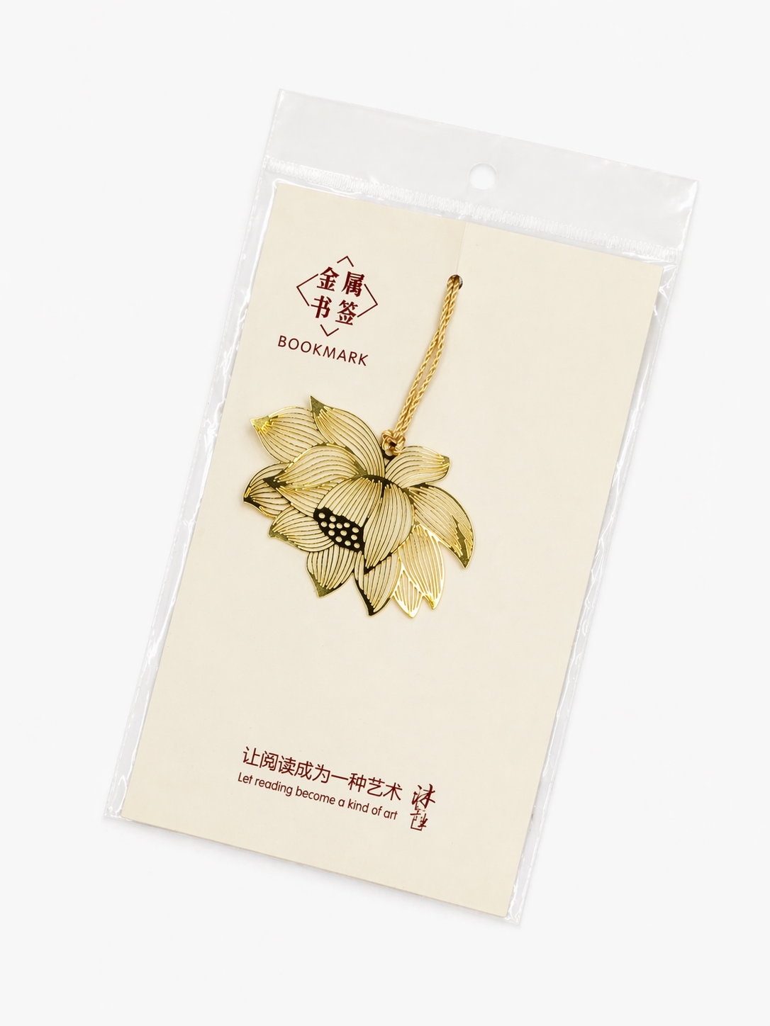 Gold Lotus Metal Bookmark with Tassel — Hollow Engraved | 15.5 cm (Pack of 2)