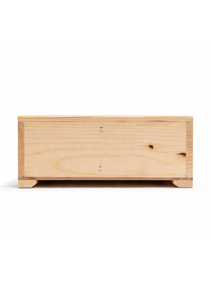 Pine Wood Storage Box with Lid - 4 Compartment Organizer with MDF Base