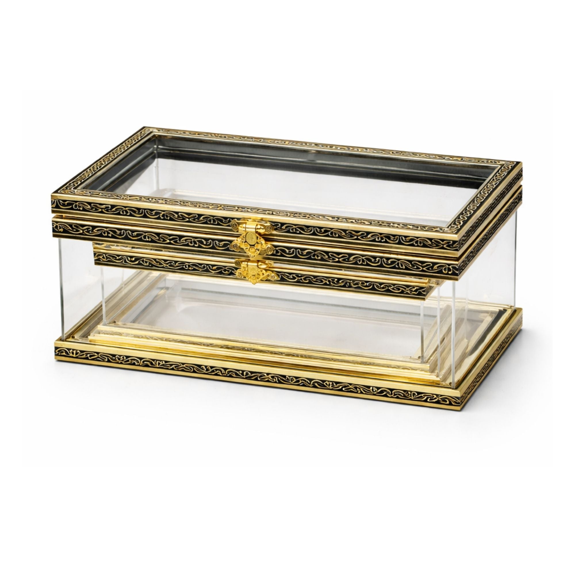 Gold-Trim Acrylic Display Box | Set of 3 | Trousseau & Gifting Packaging