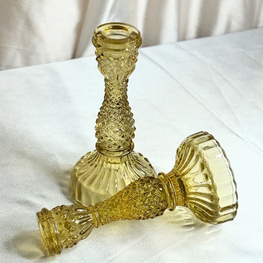 Elegant Glass Candle Holders - set of 2