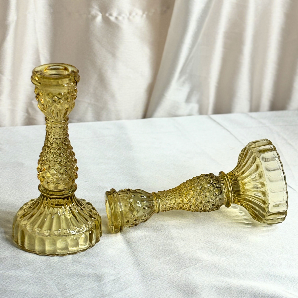 Elegant Glass Candle Holders - set of 2