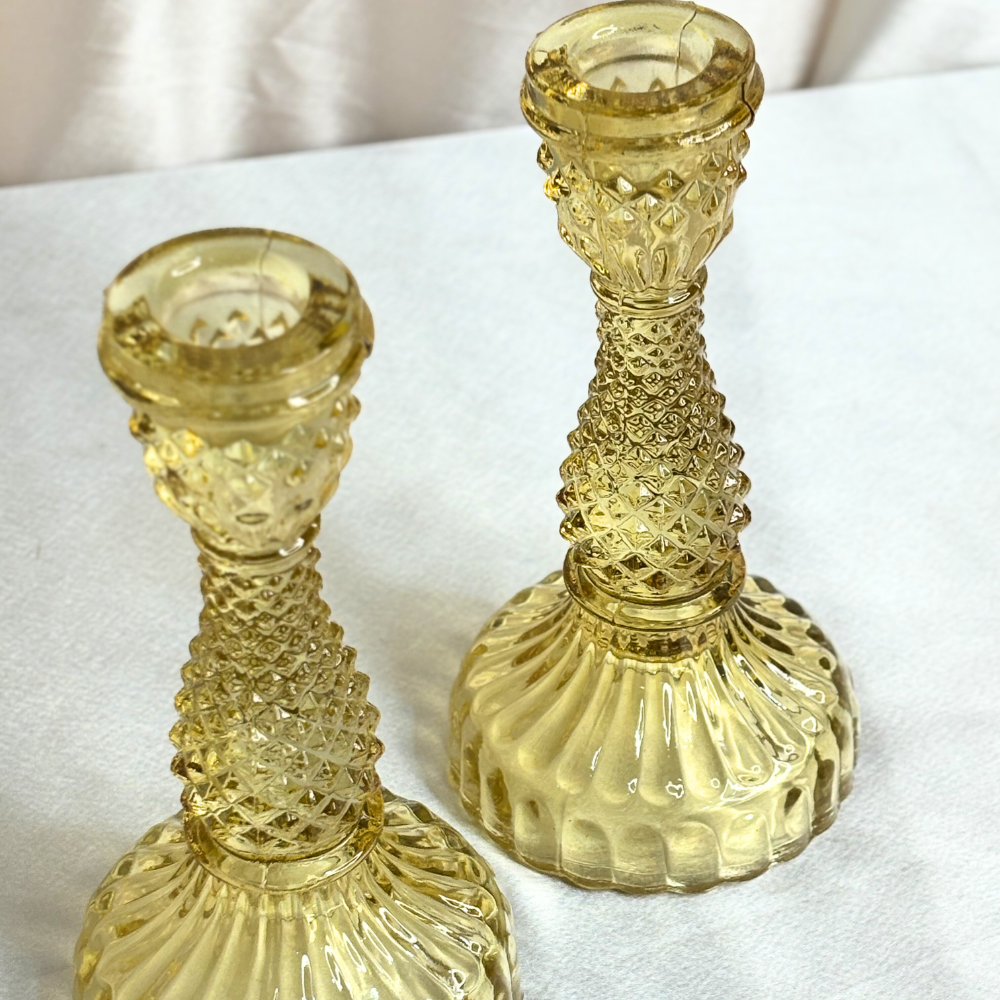 Elegant Glass Candle Holders - set of 2