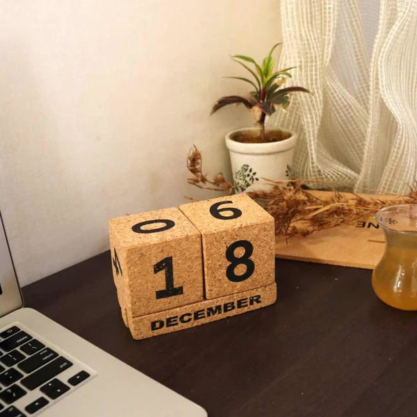Cork Perpetual Calendar - Desk Date Display - Perfect For Corporate Gifts