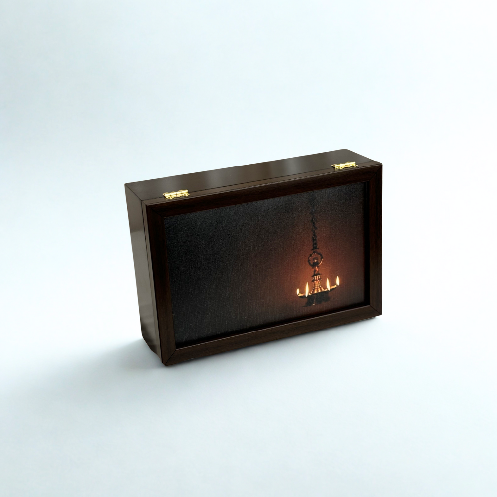 Handcrafted Wooden Deepam Box | Elegant Gifting Box for Diwali