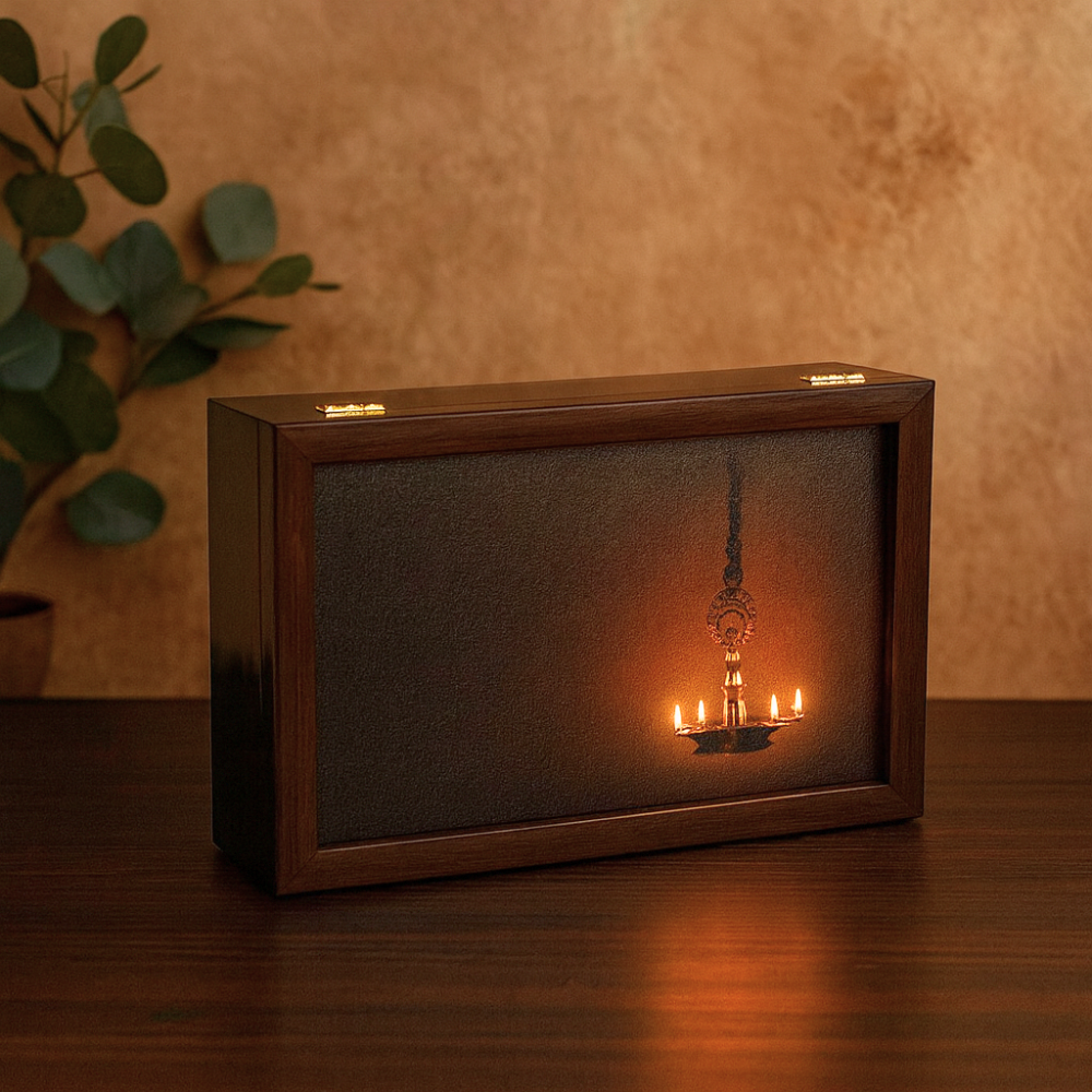 Handcrafted Wooden Deepam Box | Elegant Gifting Box for Diwali