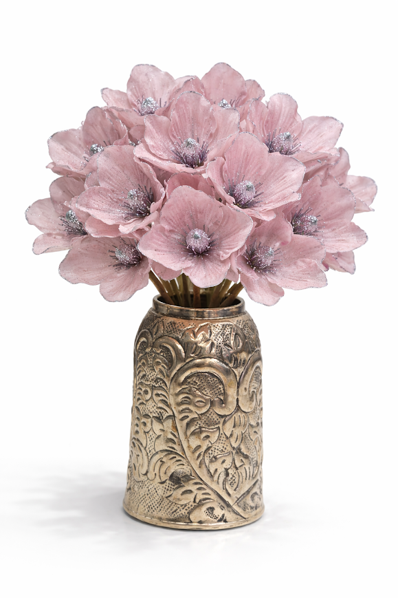 Set of 5 Glitter Edge Anemone Artificial Flower