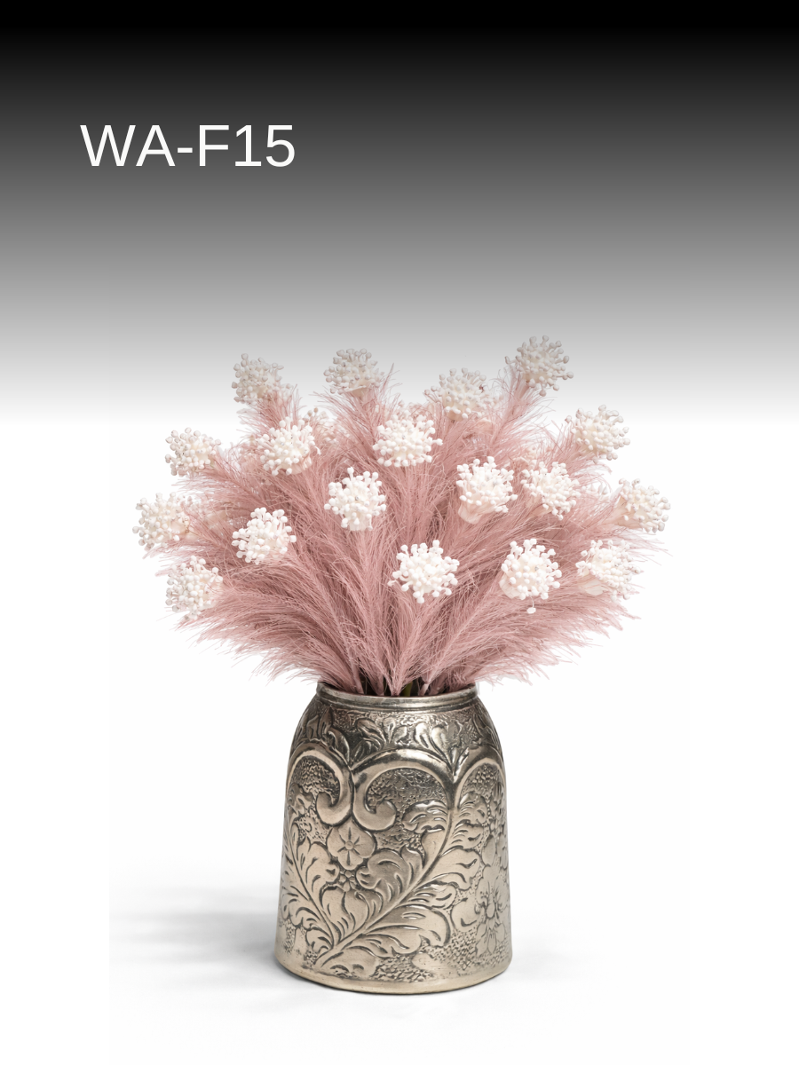 Pack of 2 Imported Decorative Flower Stems | Pearl-tip Pampas | 87 cm