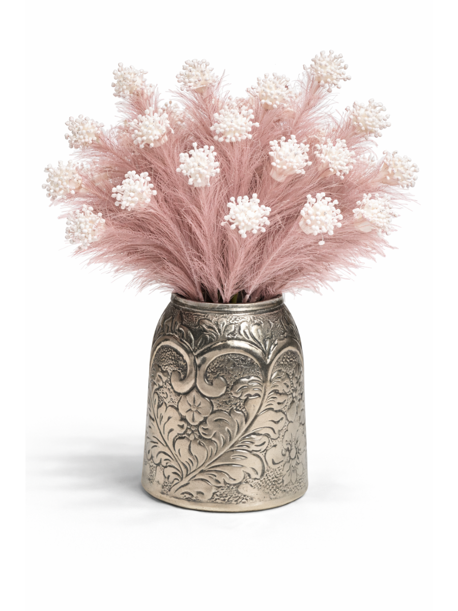 Pack of 2 Imported Decorative Flower Stems | Pearl-tip Pampas | 87 cm