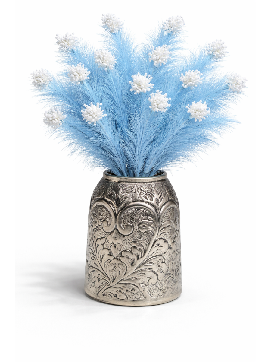 Pack of 2 Imported Decorative Flower Stems | Pearl-tip Pampas | 87 cm