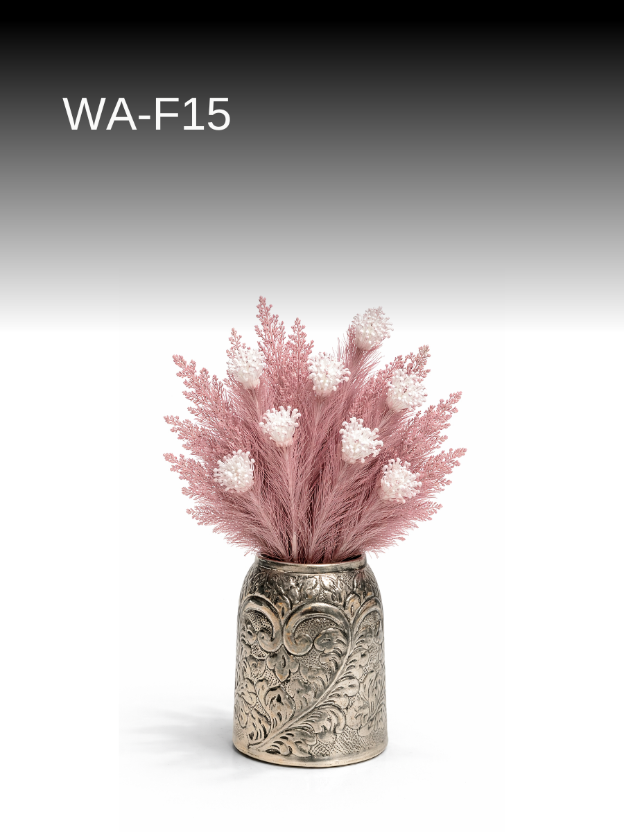 Pack of 2 Imported Decorative Flower Stems | Pearl-tip Pampas | 87 cm