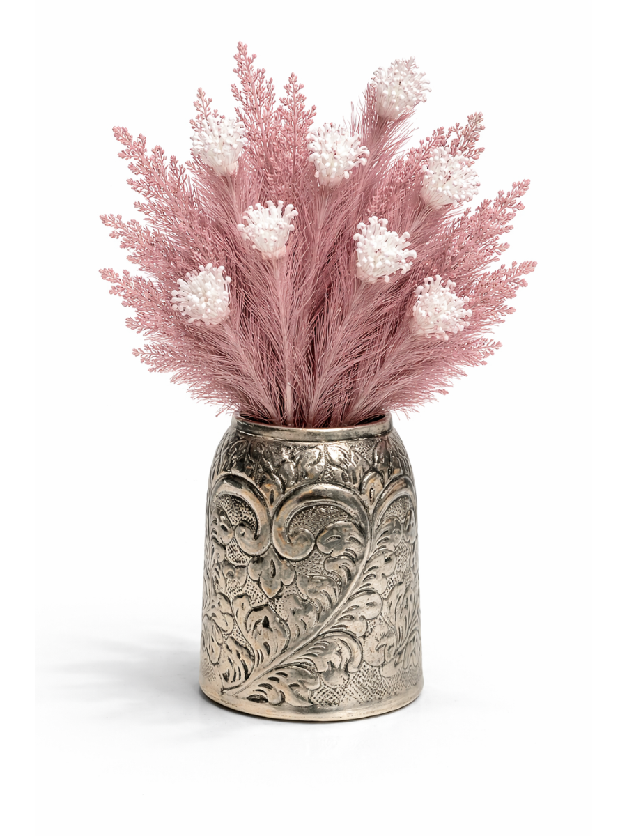 Pack of 2 Imported Decorative Flower Stems | Pearl-tip Pampas | 87 cm