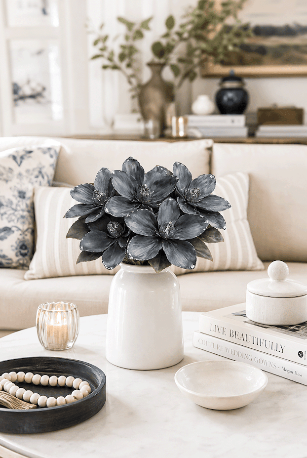 Set of 5 Glitter Edge Anemone Artificial Flower