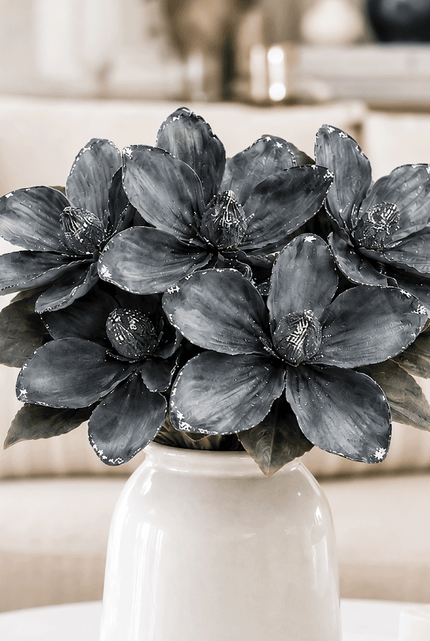 Set of 5 Glitter Edge Anemone Artificial Flower