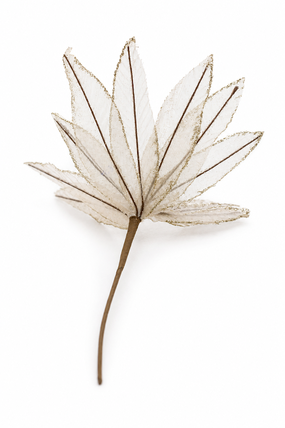 Set of 5 Glitter Edge Poinsettia Organza Artificial Flower