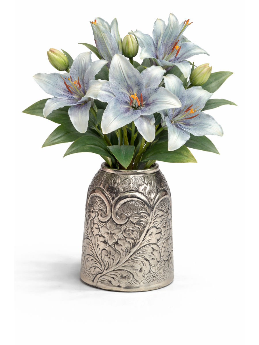 Asiatic Lily Stem Flower - 87.5 cm | One Stem 3 Blooms and 9 Leaves