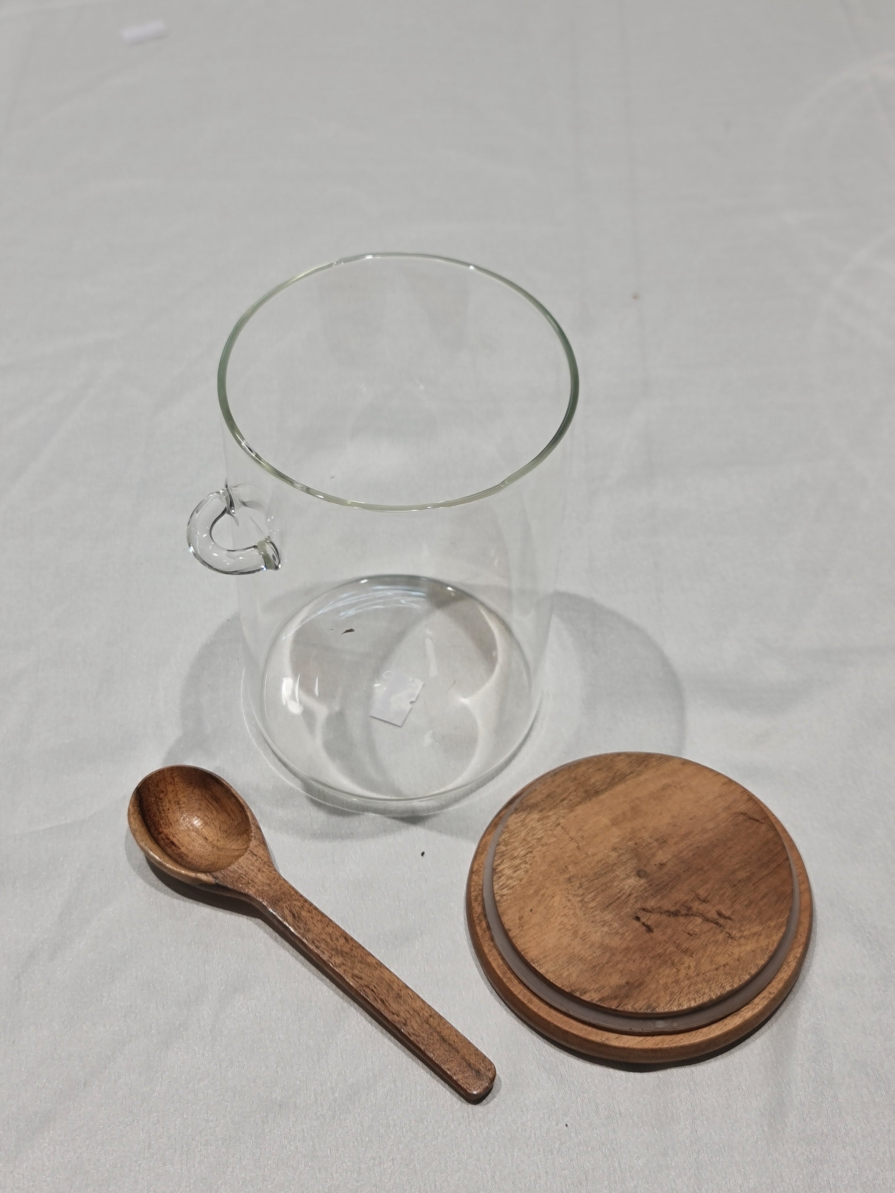 Glass Storage Jar with Wooden Lid & Spoon (1kg)