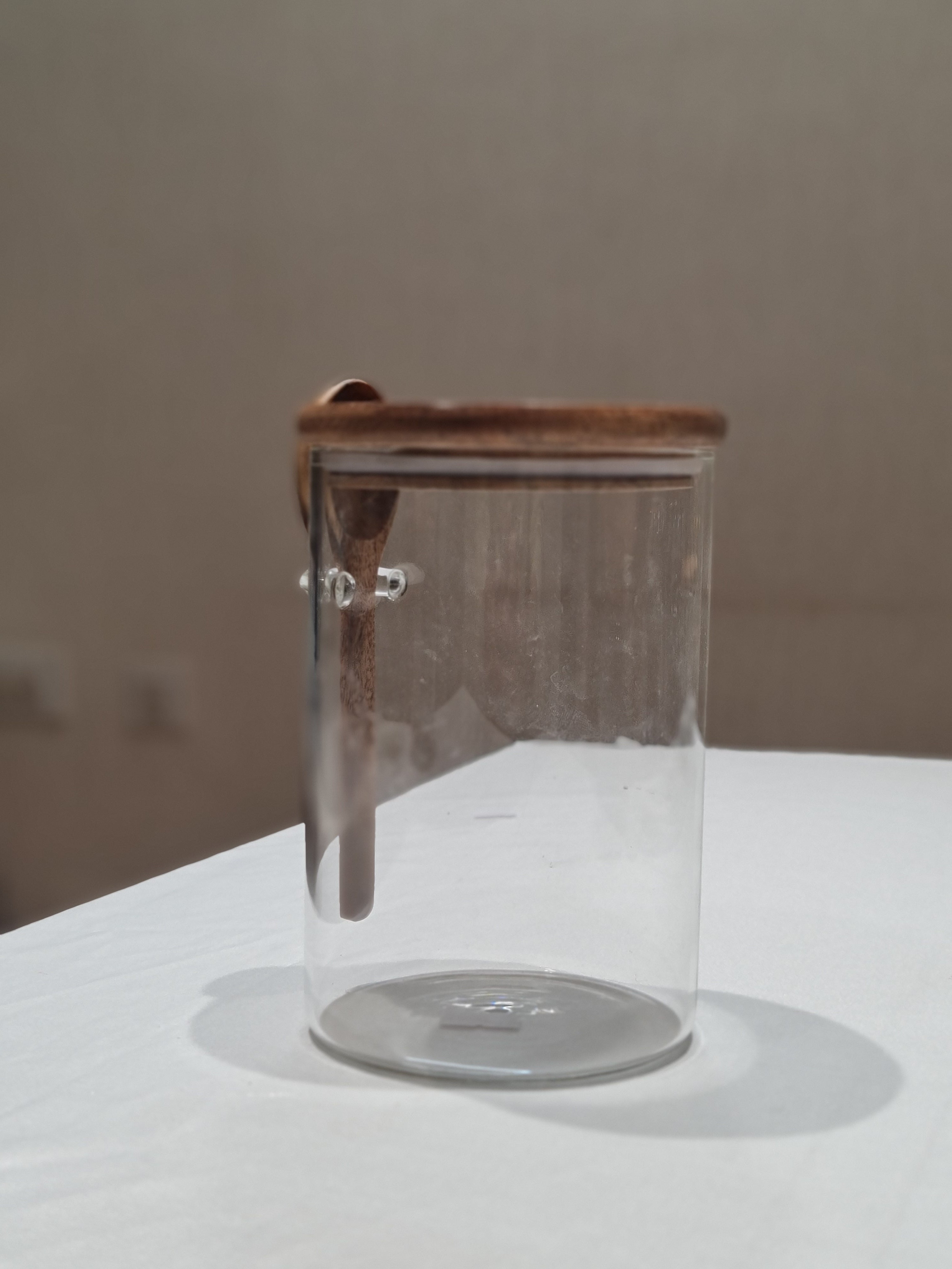Glass Storage Jar with Wooden Lid & Spoon (1kg)