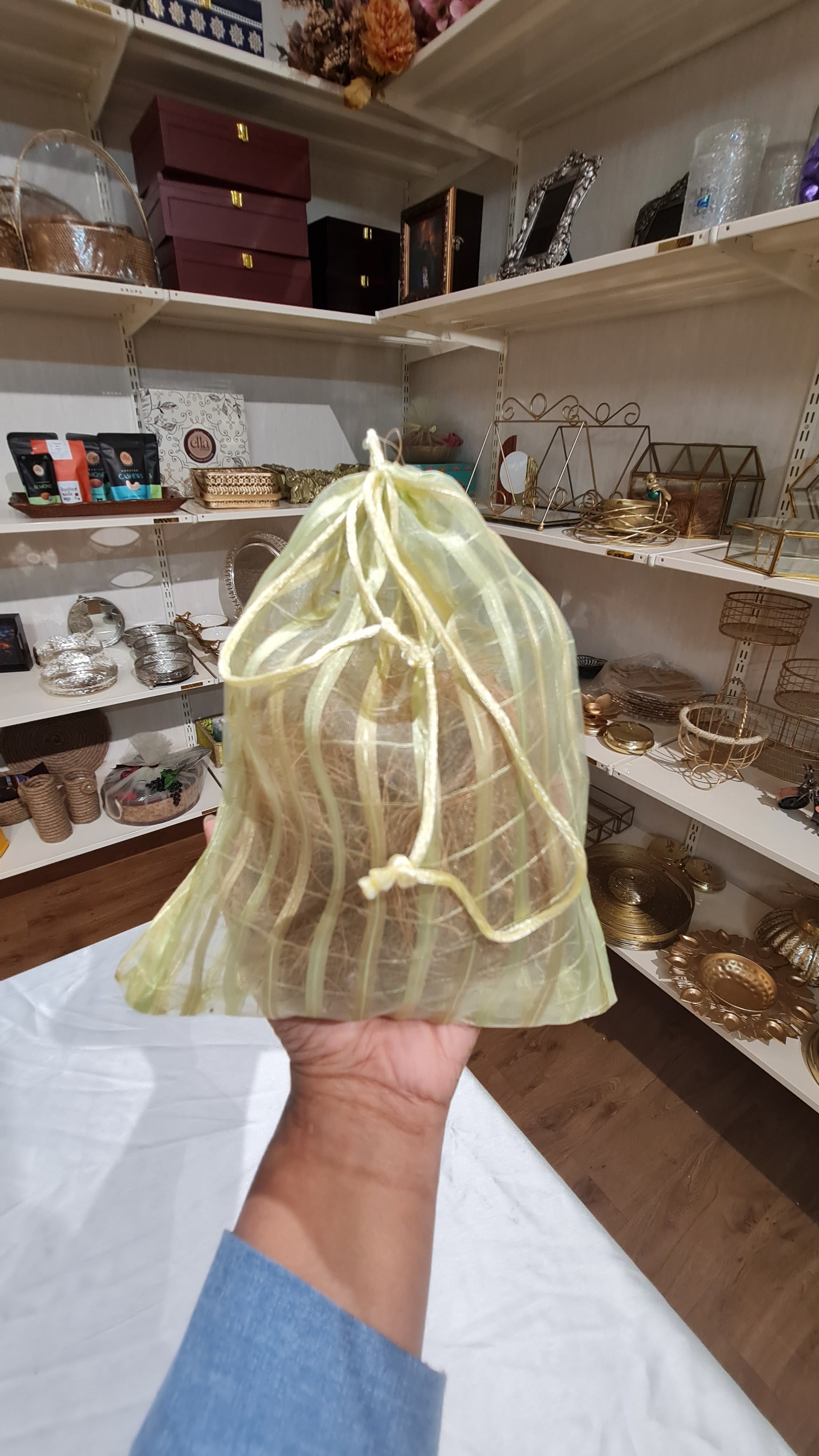 Big Sheer Organza Potli Bag | Transparent Drawstring Gift Pouch (23 Cm Height x 18.5 Cm Length)