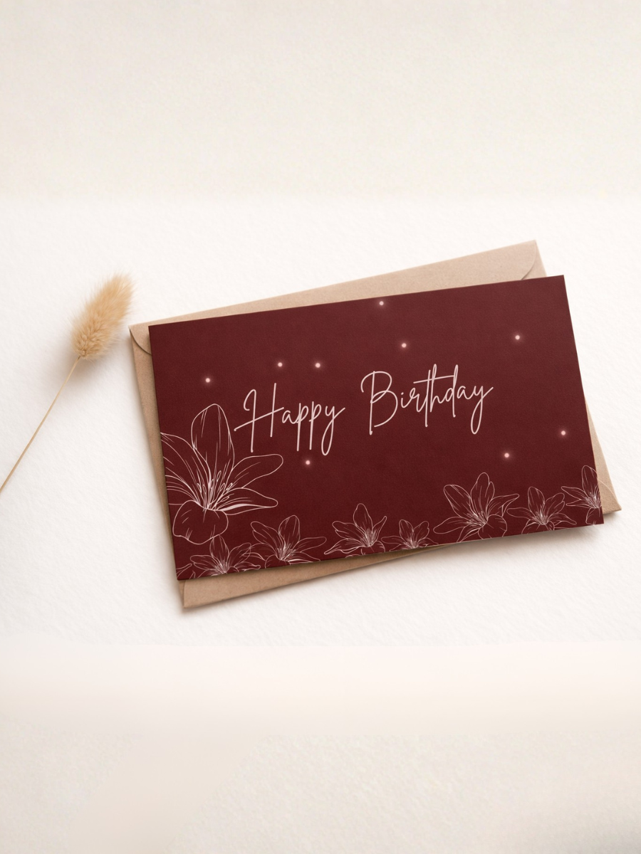 Happy Birthday Floral Greeting Card - A5 Size