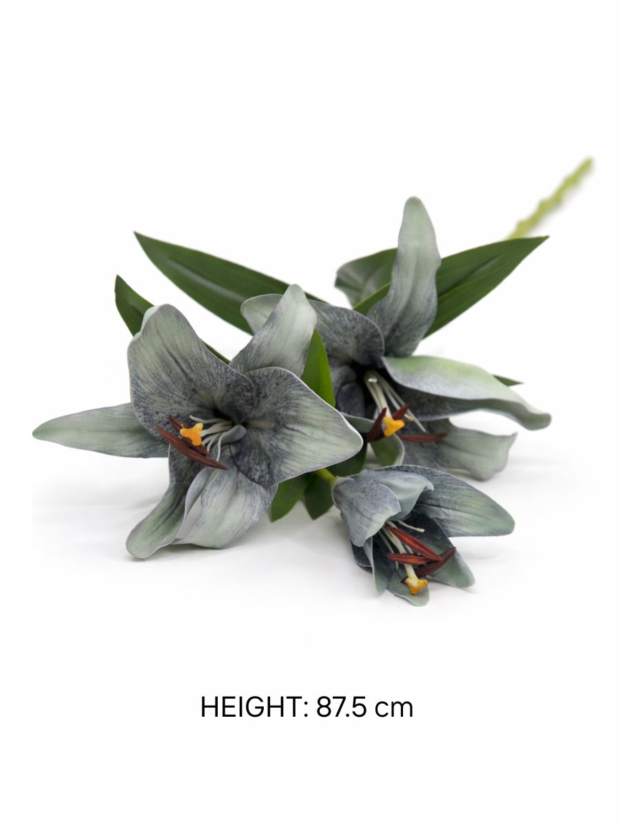 Asiatic Lily Stem Flower - 87.5 cm | One Stem 3 Blooms and 9 Leaves