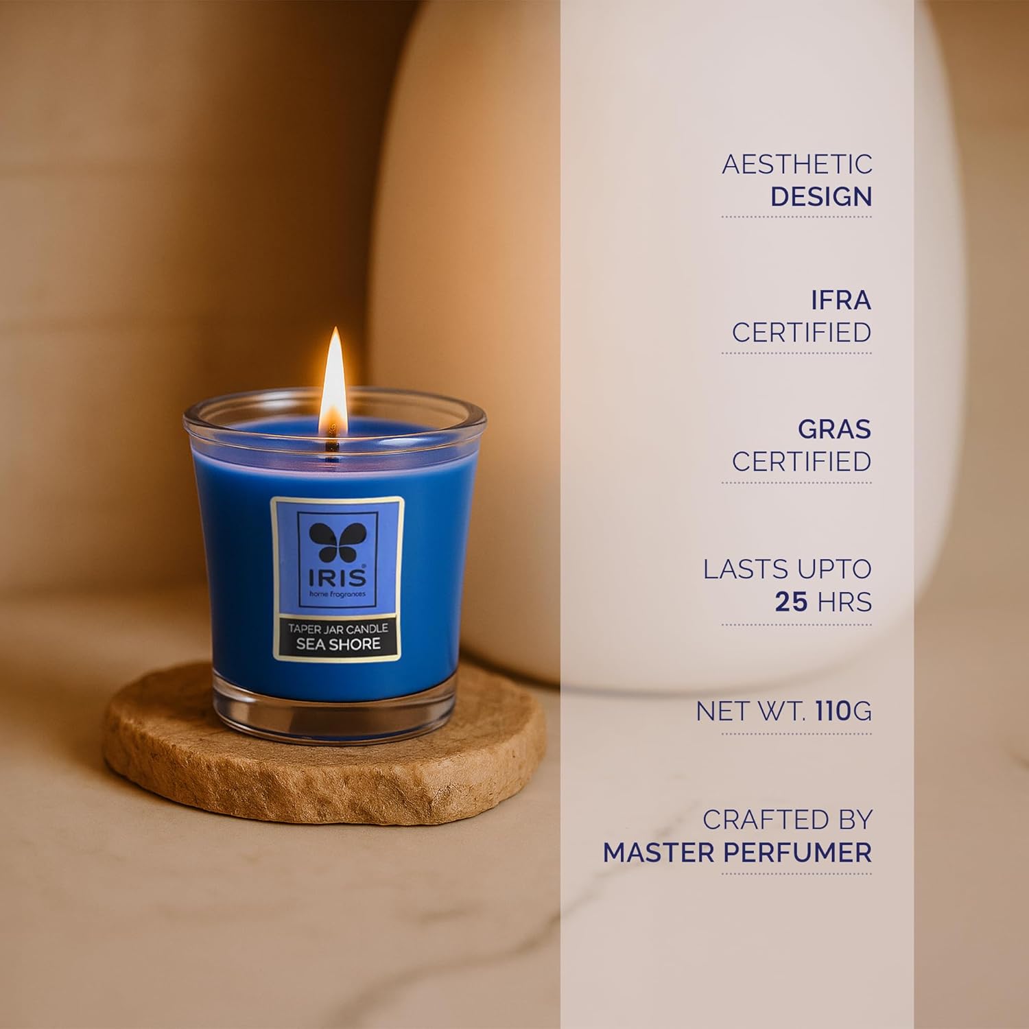 Iris Seashore Taper Jar Candle 110g