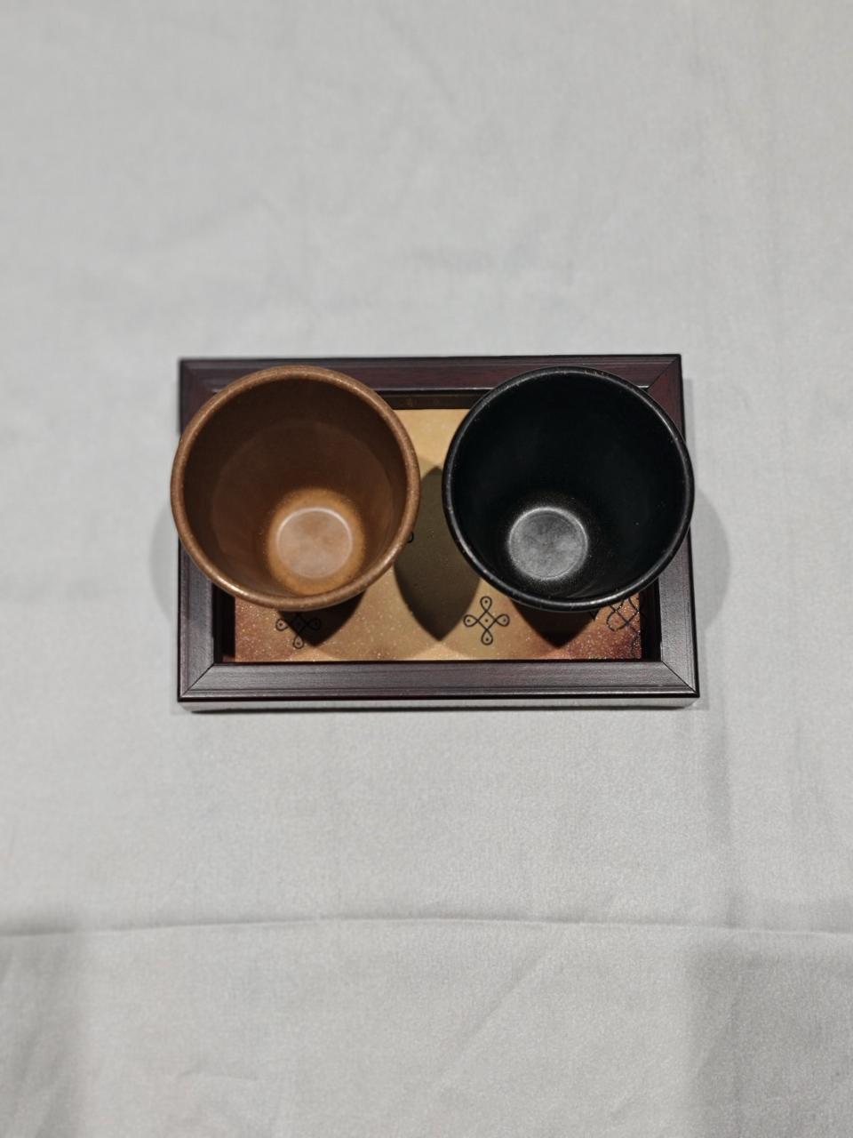 Wooden Tray with 2 Kullad Cups Set